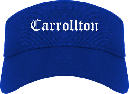 Carrollton Texas TX Old English Mens Visor Cap Hat Royal Blue