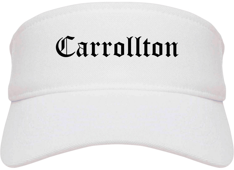 Carrollton Texas TX Old English Mens Visor Cap Hat White