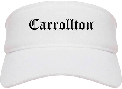 Carrollton Texas TX Old English Mens Visor Cap Hat White