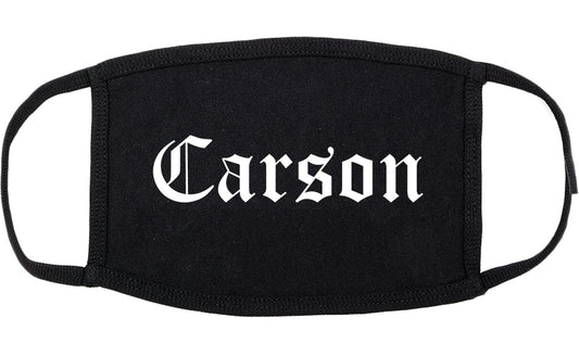 Carson California CA Old English Cotton Face Mask Black