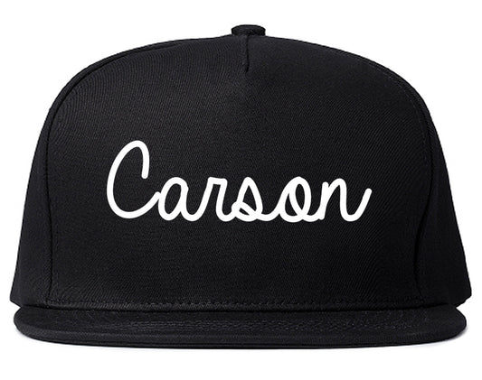 Carson California CA Script Mens Snapback Hat Black