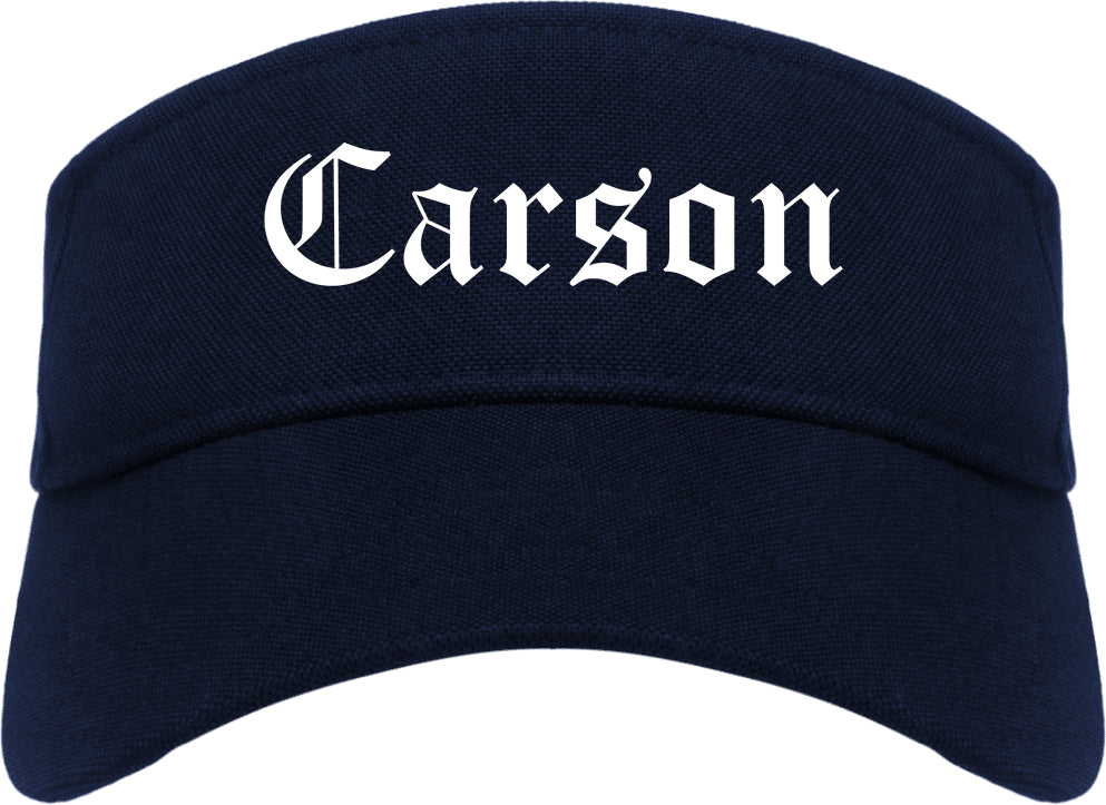 Carson California CA Old English Mens Visor Cap Hat Navy Blue