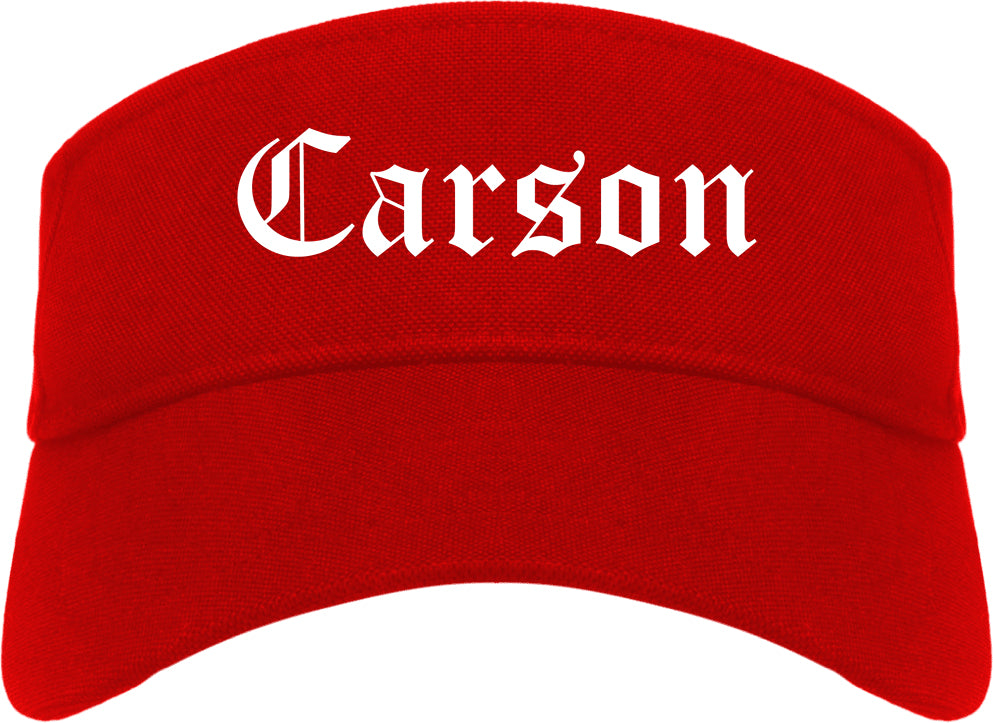 Carson California CA Old English Mens Visor Cap Hat Red