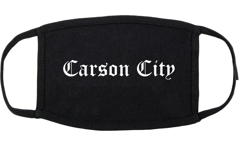 Carson City Nevada NV Old English Cotton Face Mask Black