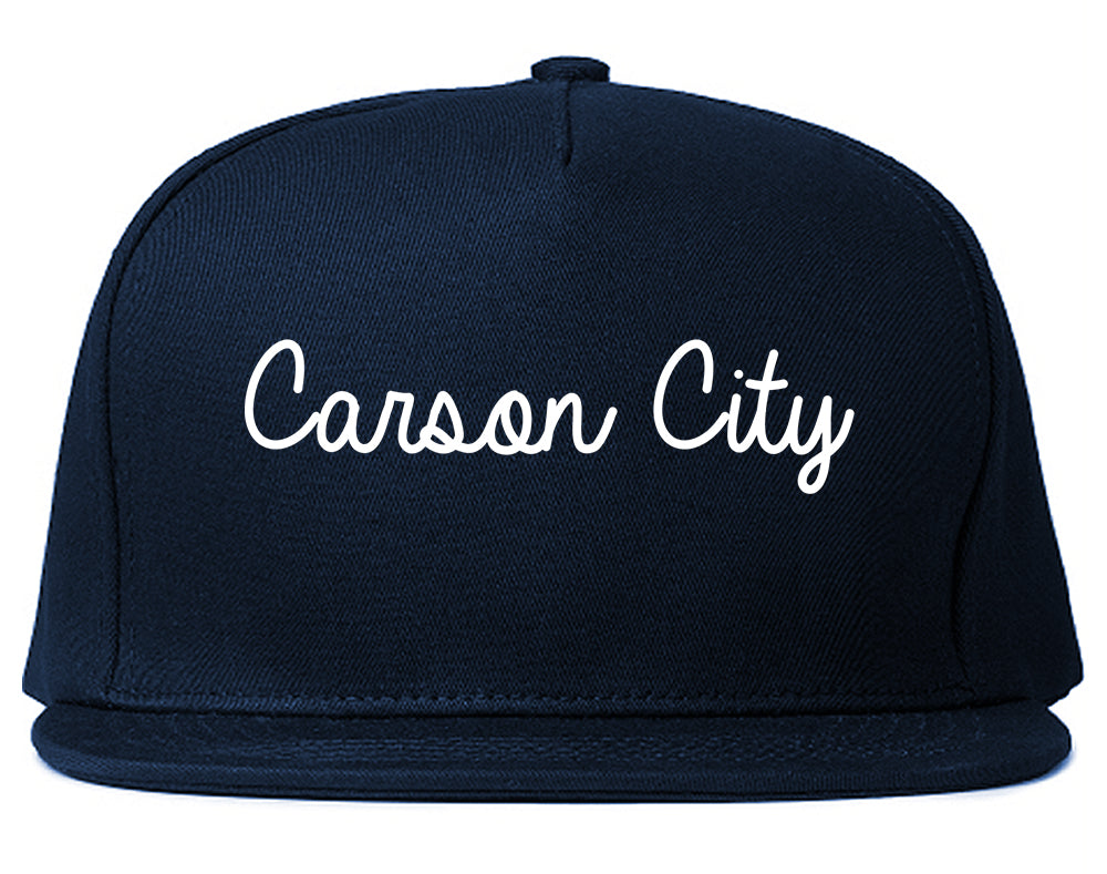 Carson City Nevada NV Script Mens Snapback Hat Navy Blue