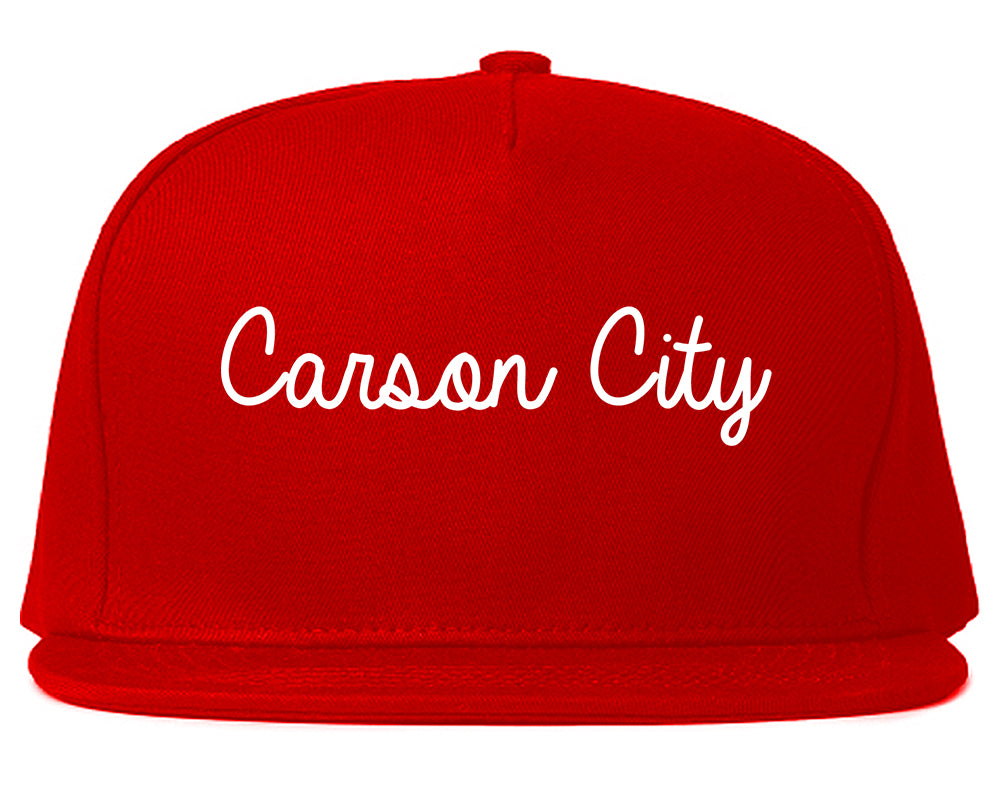 Carson City Nevada NV Script Mens Snapback Hat Red