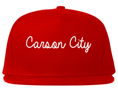 Carson City Nevada NV Script Mens Snapback Hat Red