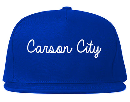 Carson City Nevada NV Script Mens Snapback Hat Royal Blue