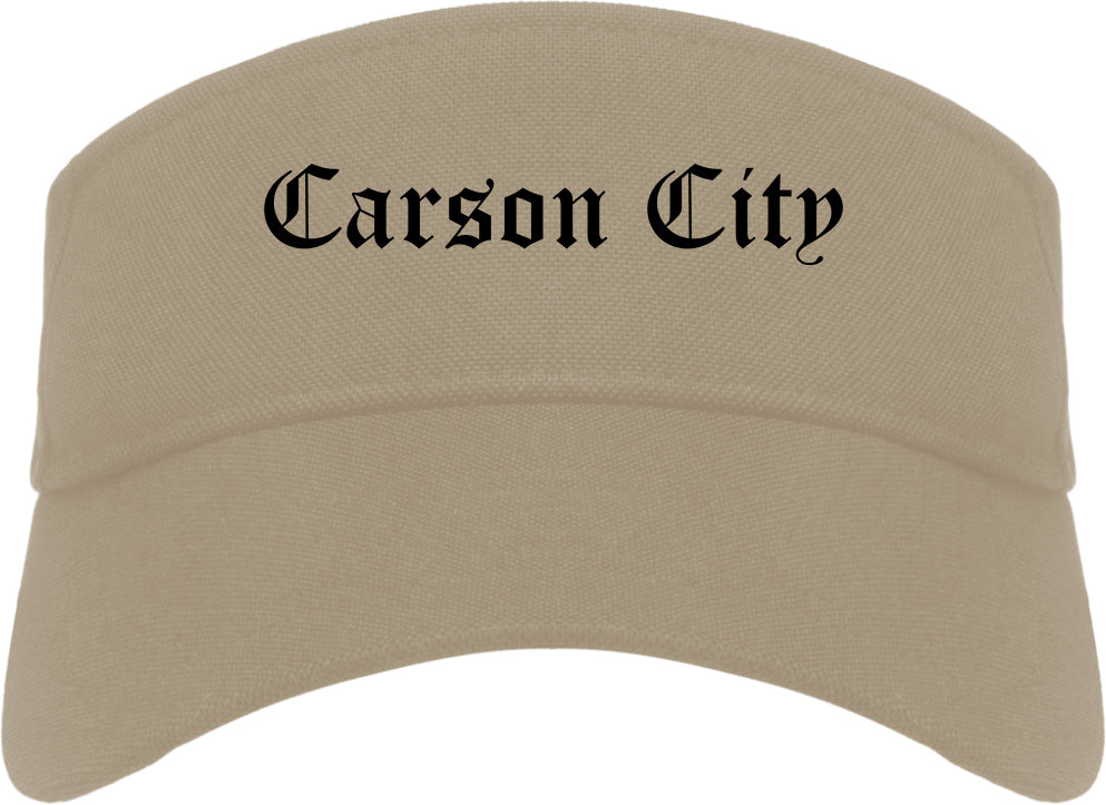 Carson City Nevada NV Old English Mens Visor Cap Hat Khaki