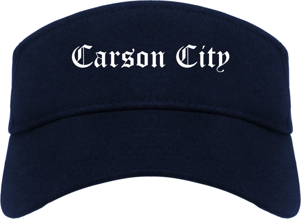 Carson City Nevada NV Old English Mens Visor Cap Hat Navy Blue