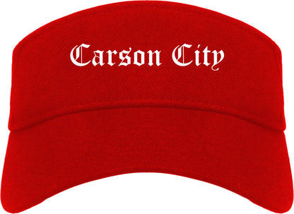 Carson City Nevada NV Old English Mens Visor Cap Hat Red