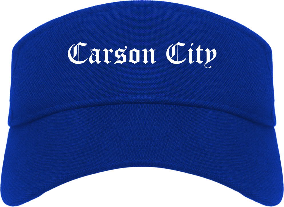 Carson City Nevada NV Old English Mens Visor Cap Hat Royal Blue