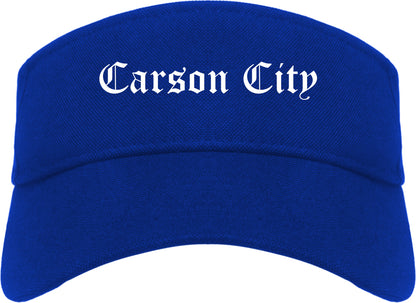 Carson City Nevada NV Old English Mens Visor Cap Hat Royal Blue