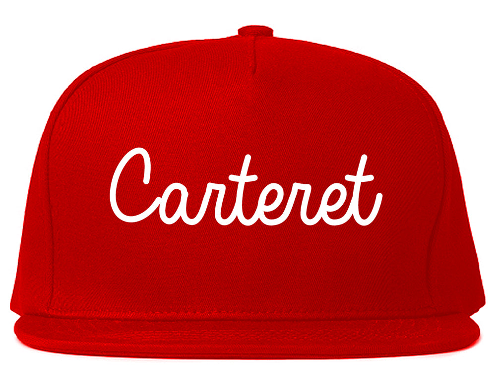 Carteret New Jersey NJ Script Mens Snapback Hat Red