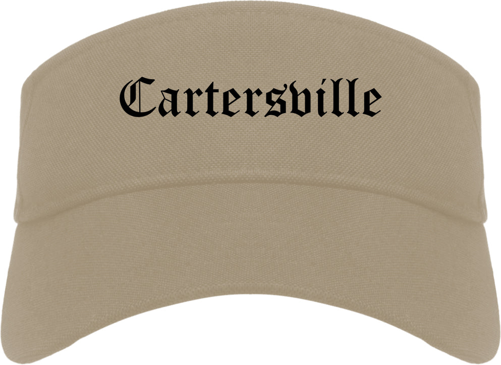 Cartersville Georgia GA Old English Mens Visor Cap Hat Khaki