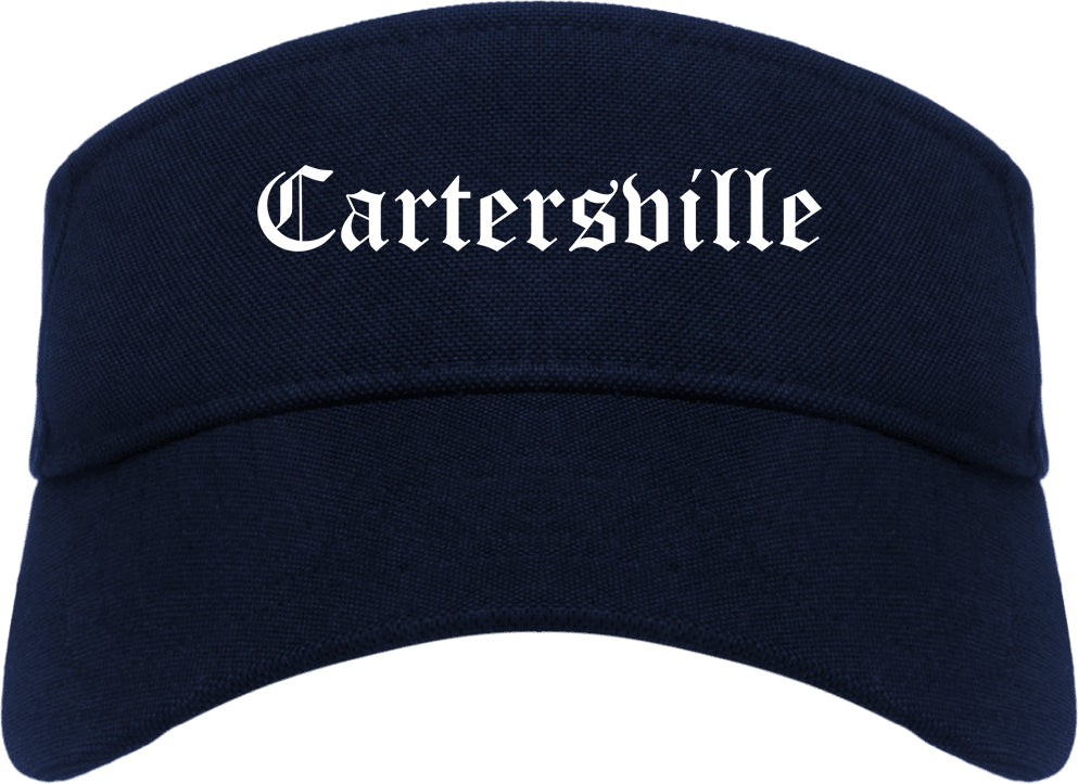 Cartersville Georgia GA Old English Mens Visor Cap Hat Navy Blue