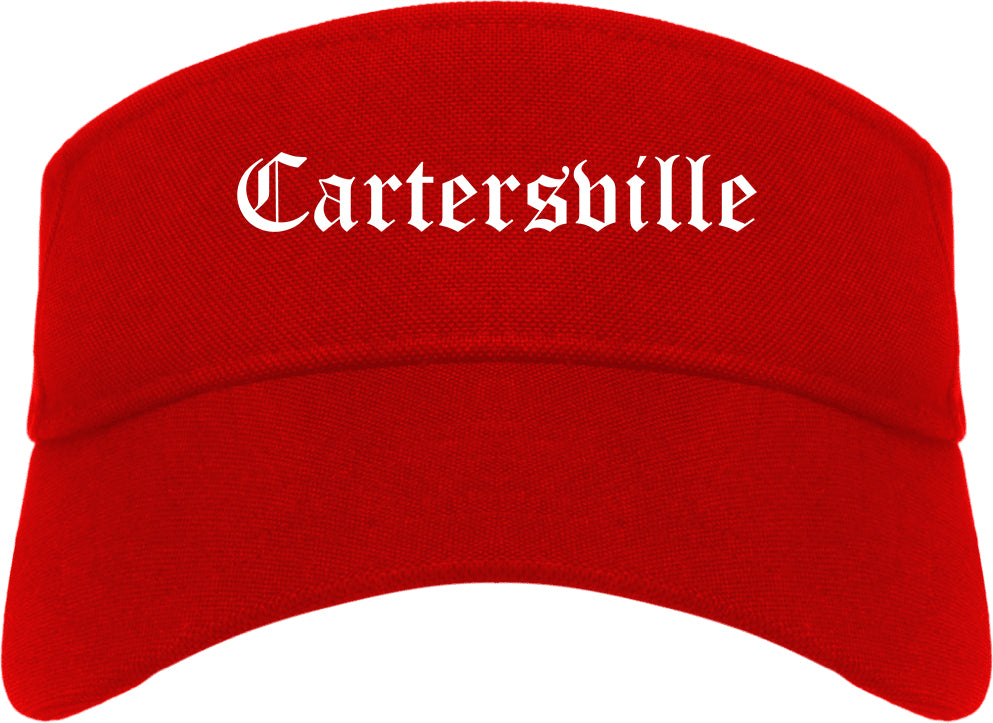 Cartersville Georgia GA Old English Mens Visor Cap Hat Red