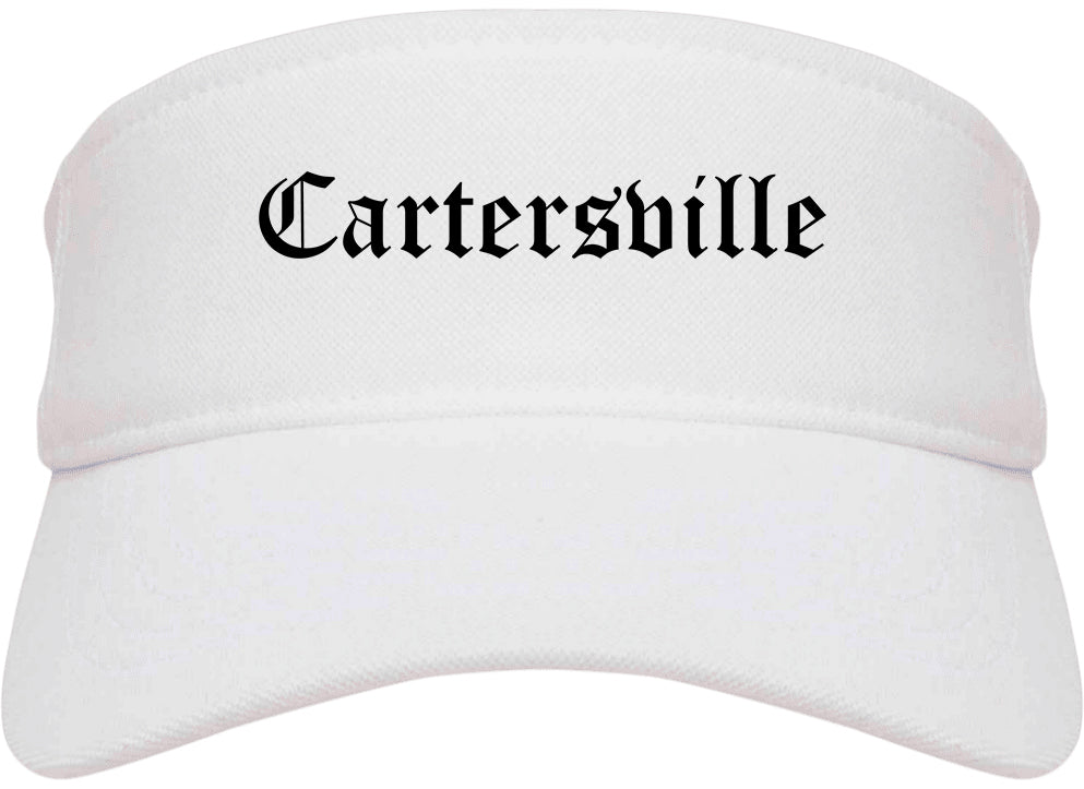 Cartersville Georgia GA Old English Mens Visor Cap Hat White