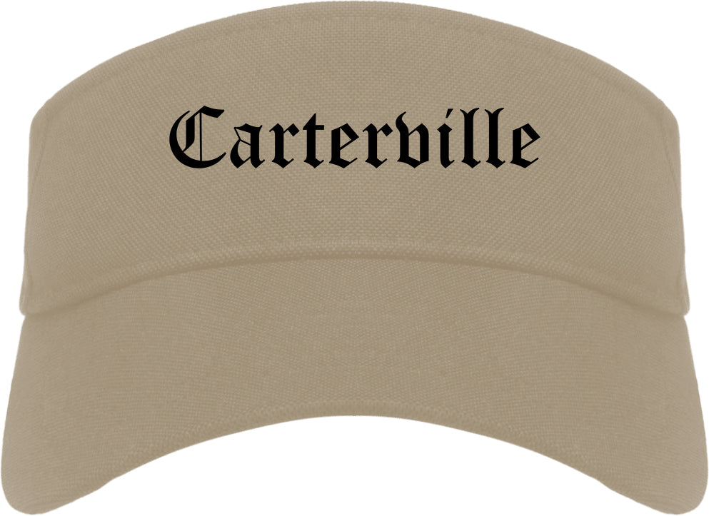 Carterville Illinois IL Old English Mens Visor Cap Hat Khaki