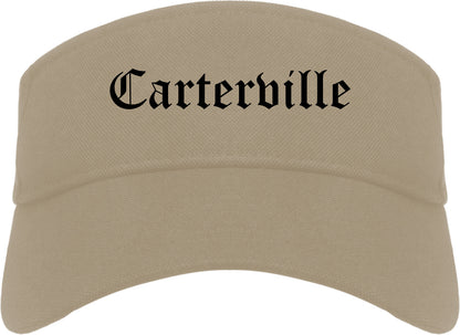 Carterville Illinois IL Old English Mens Visor Cap Hat Khaki