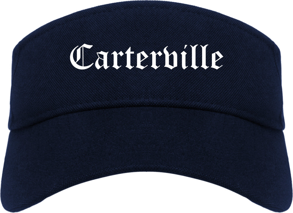 Carterville Illinois IL Old English Mens Visor Cap Hat Navy Blue