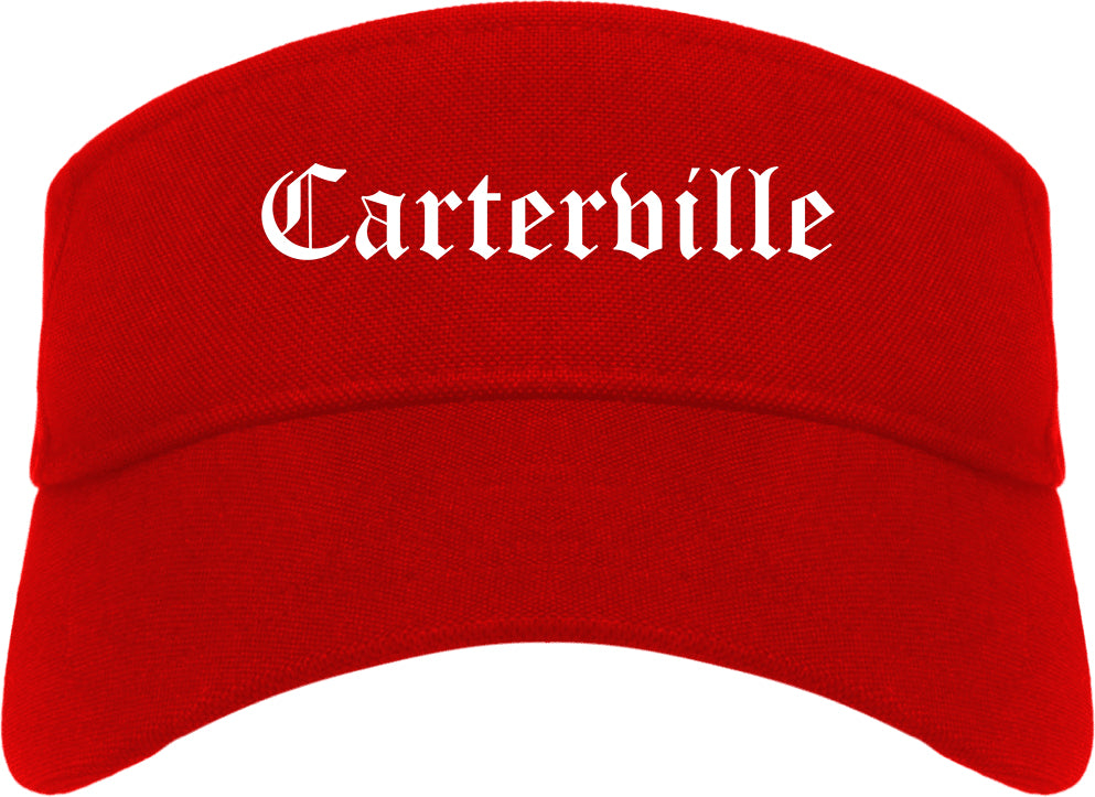 Carterville Illinois IL Old English Mens Visor Cap Hat Red
