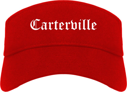 Carterville Illinois IL Old English Mens Visor Cap Hat Red