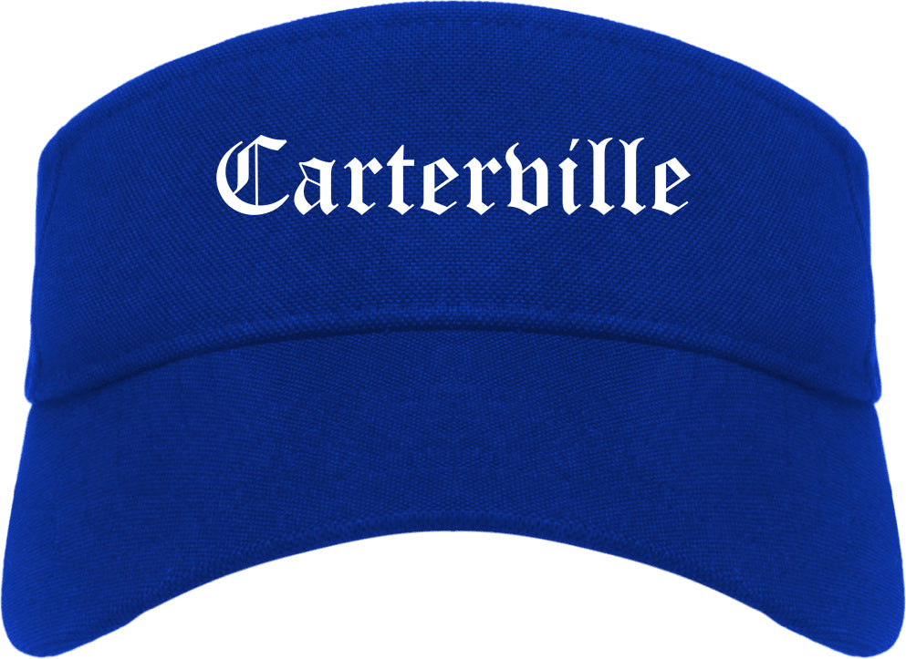 Carterville Illinois IL Old English Mens Visor Cap Hat Royal Blue