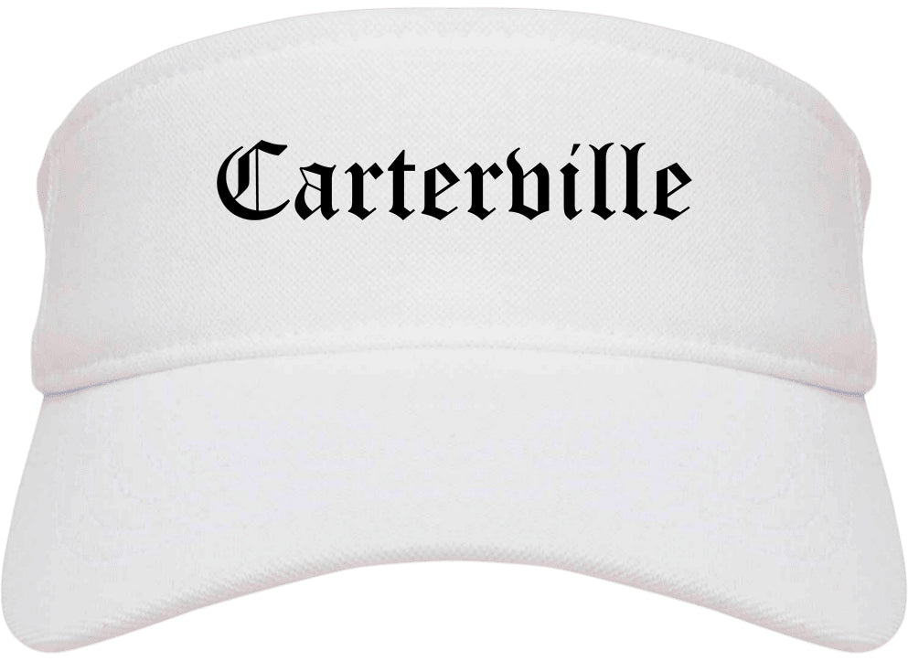 Carterville Illinois IL Old English Mens Visor Cap Hat White