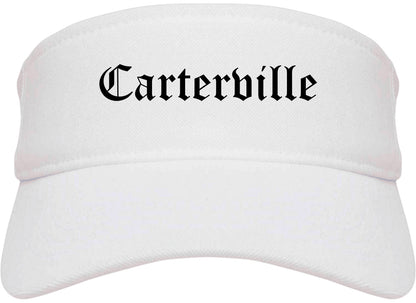 Carterville Illinois IL Old English Mens Visor Cap Hat White