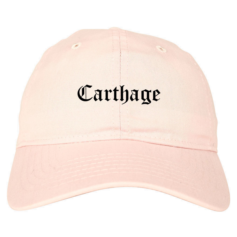 Carthage Mississippi MS Old English Mens Dad Hat Baseball Cap Pink