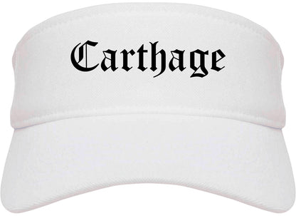 Carthage Mississippi MS Old English Mens Visor Cap Hat White