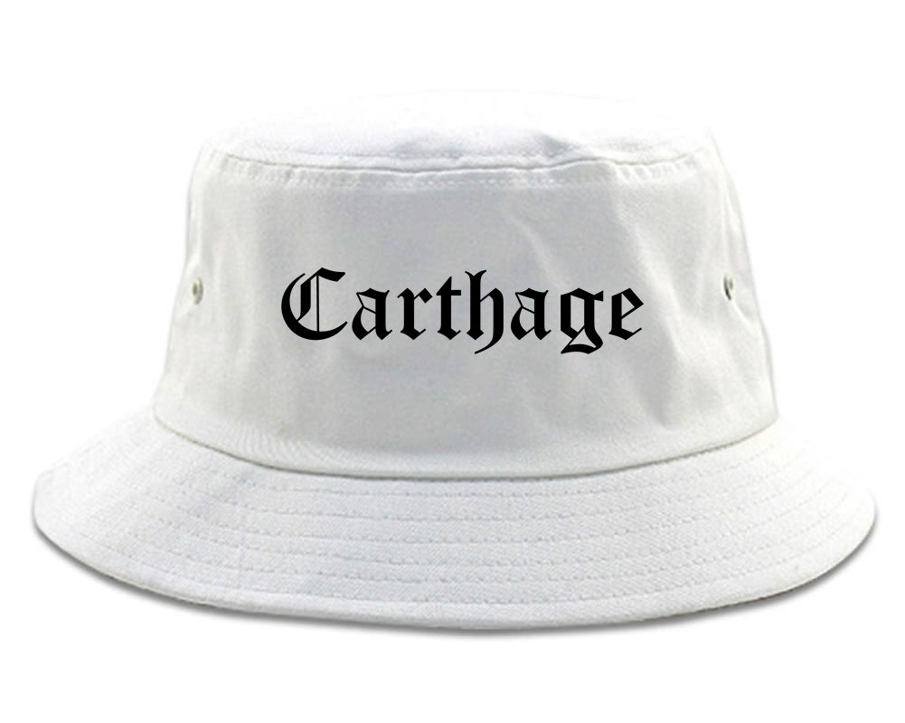 Carthage Mississippi MS Old English Mens Bucket Hat White
