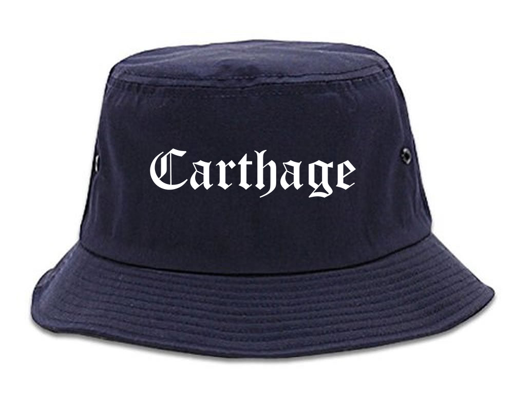 Carthage Missouri MO Old English Mens Bucket Hat Navy Blue