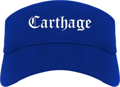 Carthage Missouri MO Old English Mens Visor Cap Hat Royal Blue