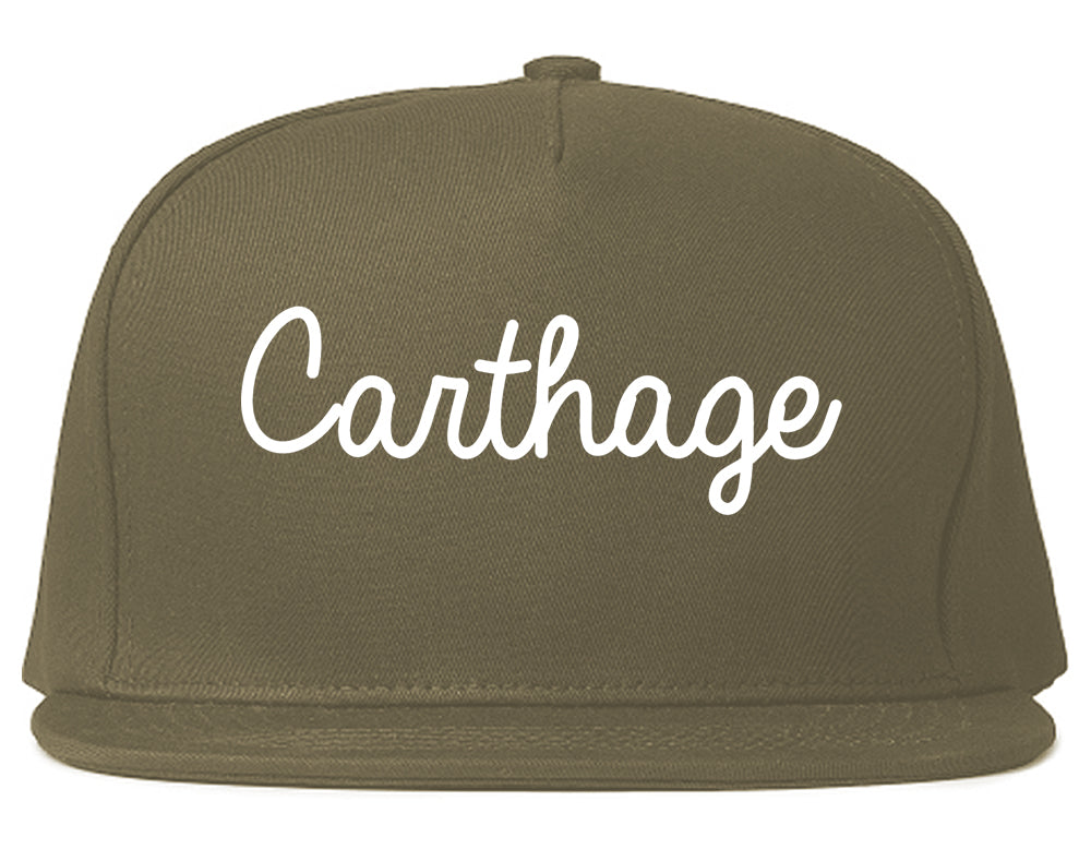 Carthage Texas TX Script Mens Snapback Hat Grey