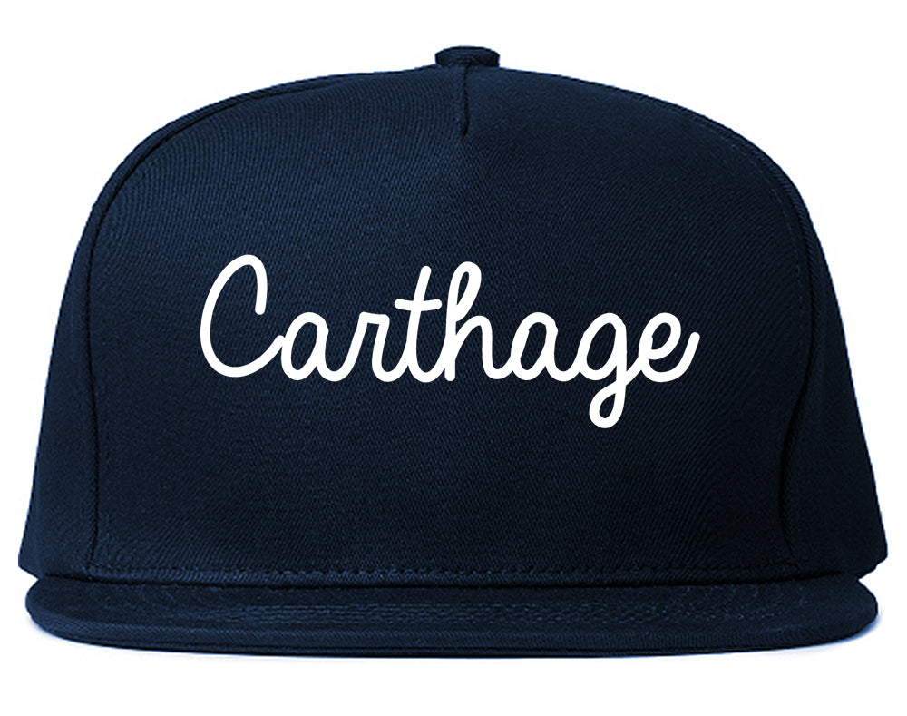 Carthage Texas TX Script Mens Snapback Hat Navy Blue