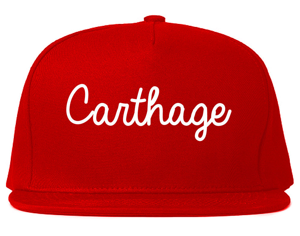 Carthage Texas TX Script Mens Snapback Hat Red