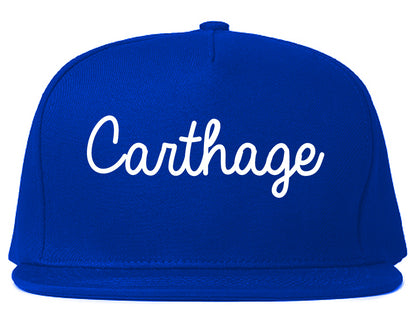 Carthage Texas TX Script Mens Snapback Hat Royal Blue