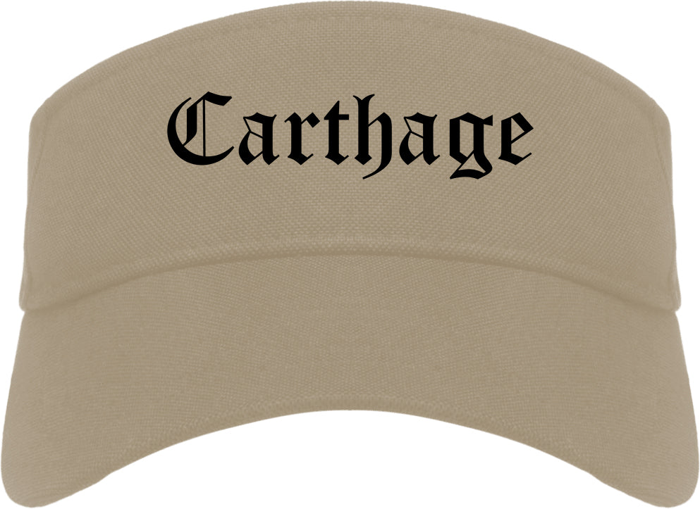 Carthage Texas TX Old English Mens Visor Cap Hat Khaki