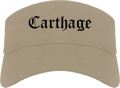 Carthage Texas TX Old English Mens Visor Cap Hat Khaki
