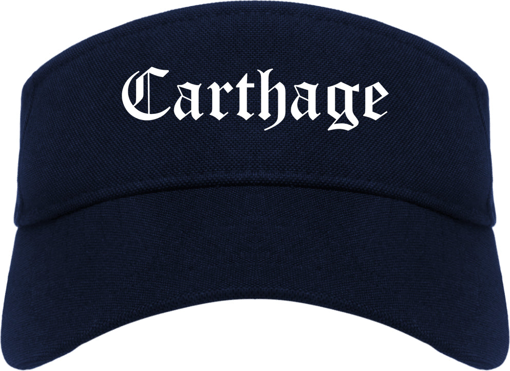Carthage Texas TX Old English Mens Visor Cap Hat Navy Blue