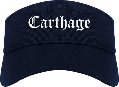 Carthage Texas TX Old English Mens Visor Cap Hat Navy Blue
