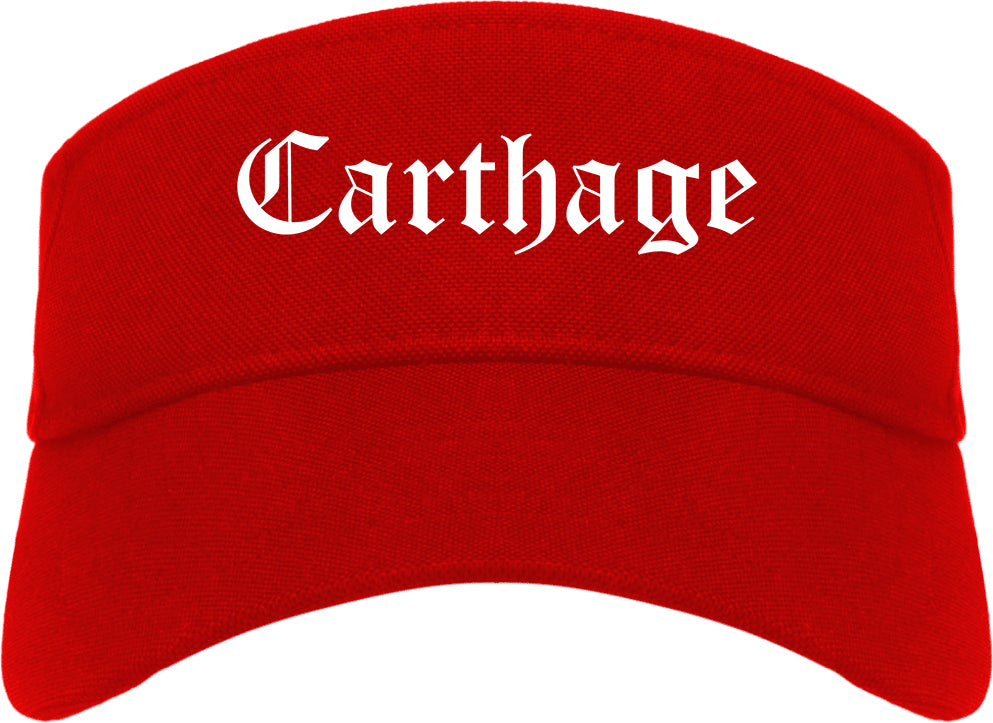 Carthage Texas TX Old English Mens Visor Cap Hat Red