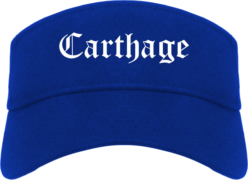 Carthage Texas TX Old English Mens Visor Cap Hat Royal Blue
