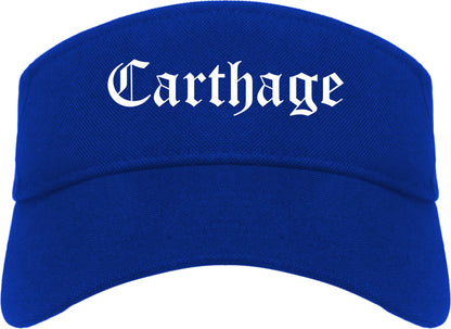 Carthage Texas TX Old English Mens Visor Cap Hat Royal Blue