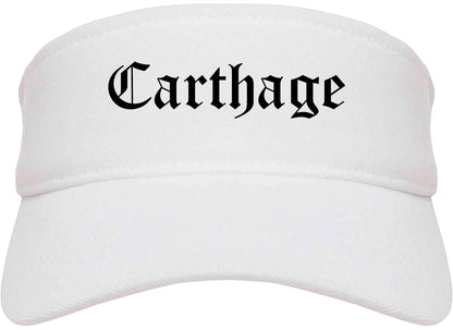 Carthage Texas TX Old English Mens Visor Cap Hat White