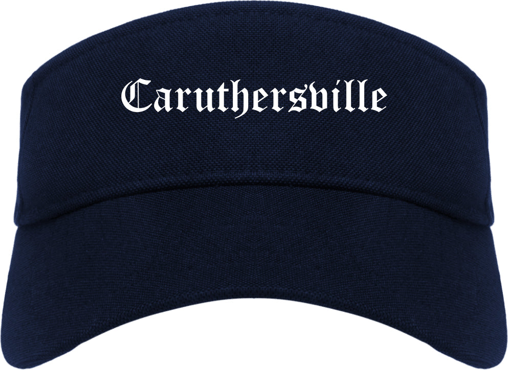 Caruthersville Missouri MO Old English Mens Visor Cap Hat Navy Blue