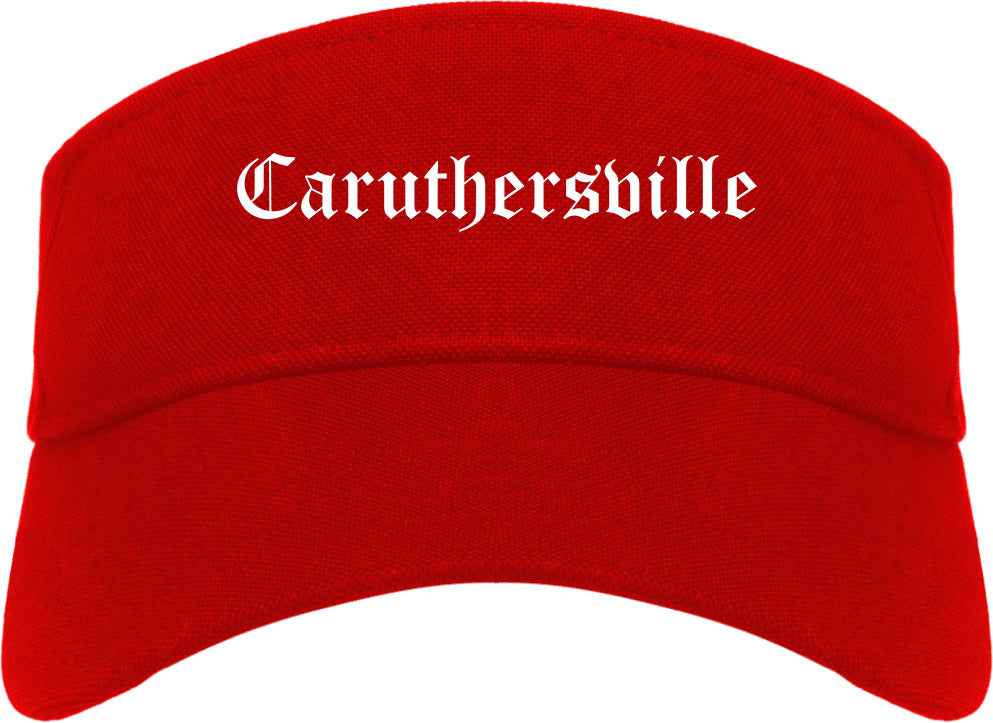 Caruthersville Missouri MO Old English Mens Visor Cap Hat Red