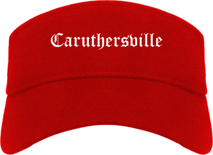 Caruthersville Missouri MO Old English Mens Visor Cap Hat Red